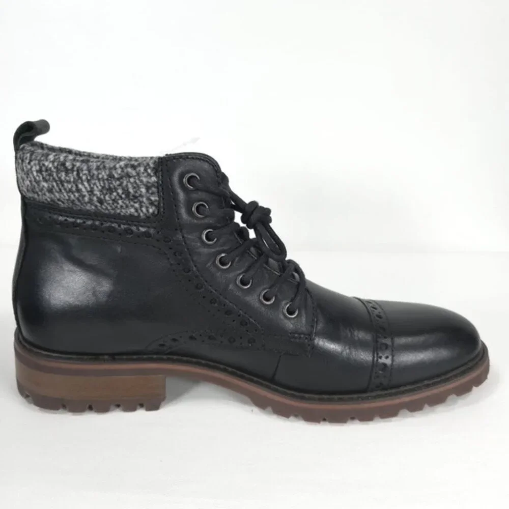 NWOB LA MILANO THOMAS GENUINE LEATHER Cap Toe Lace Up Casual Oxford Boots B51573